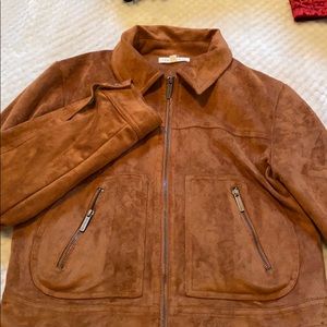 Quasi cropped “suede” jacket